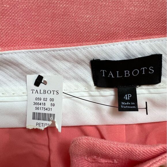 Talbots NWT Linen Pants Lined Coral Size 4 Petite Preppy Classic Coastal - Picture 5 of 9